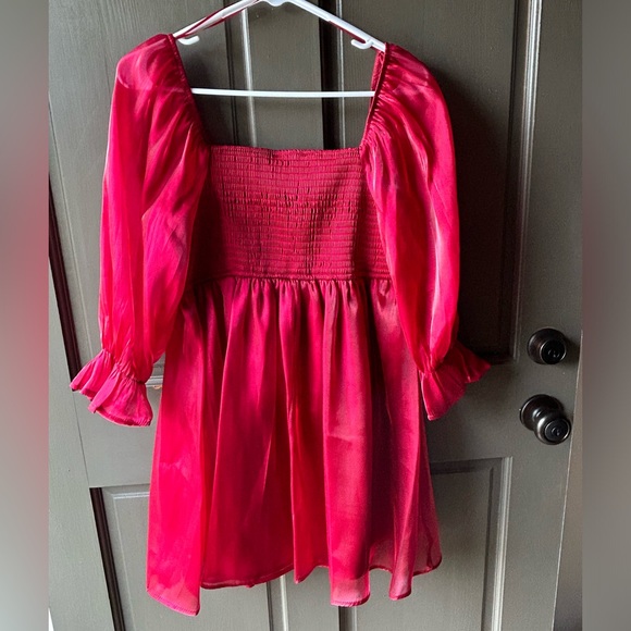 Allison & Kelly Red Organza Fit and Flare Dress - Picture 4 of 6